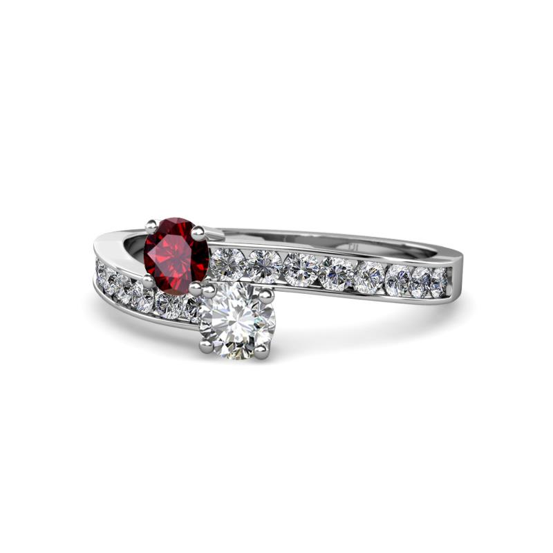Olena Ruby and Diamond with Side Diamonds Bypass Ring 