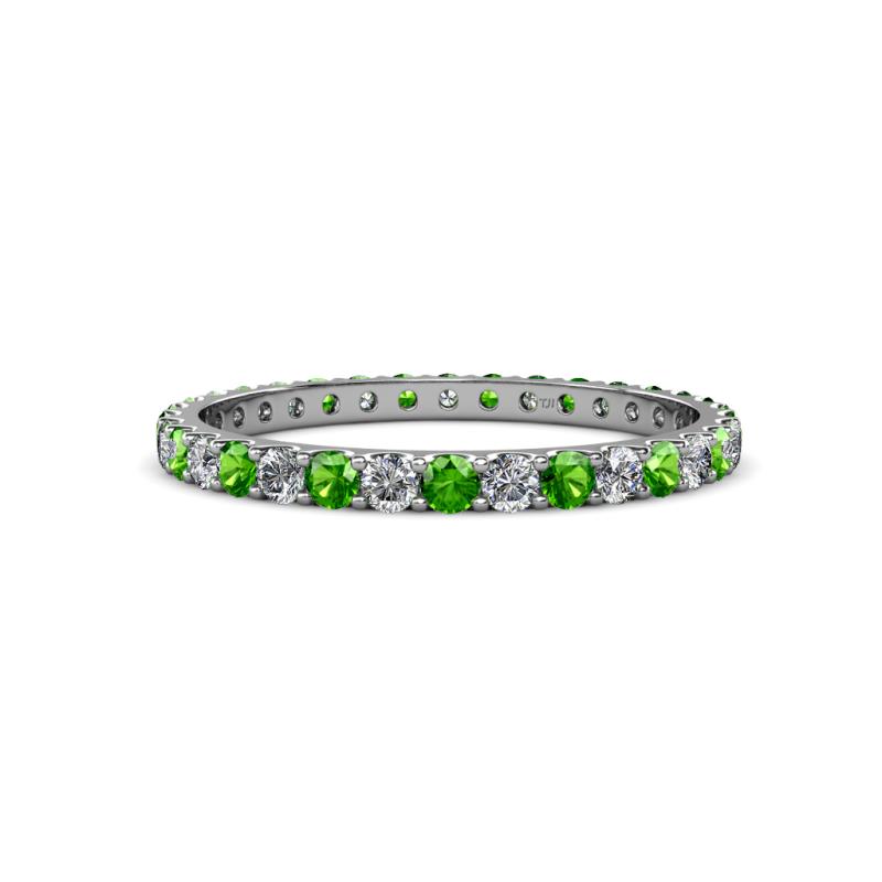 Audrey 2.00 mm Green Garnet and Diamond U Prong Eternity Band 