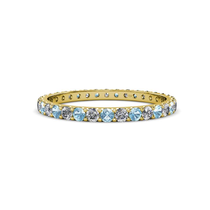 Audrey 2.00 mm Aquamarine and Diamond U Prong Eternity Band 