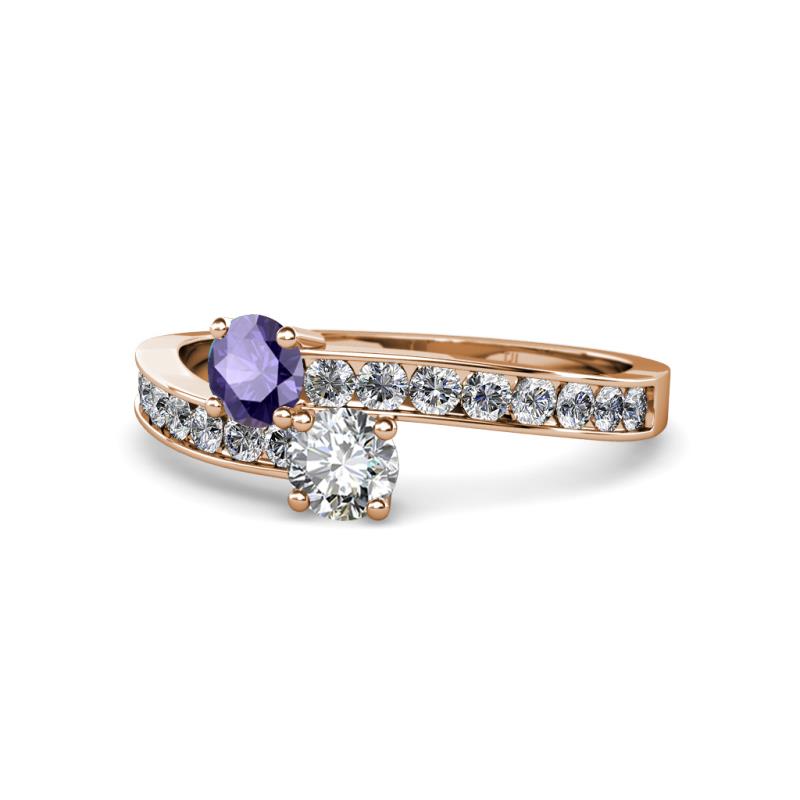 Olena Iolite and Diamond with Side Diamonds Bypass Ring 