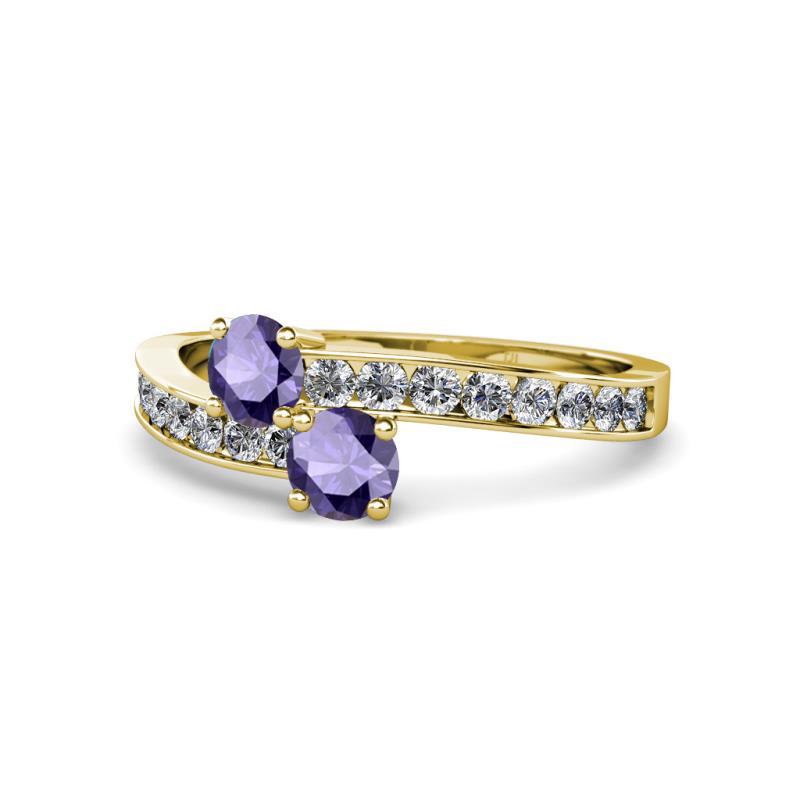 Olena Iolite with Side Diamonds Bypass Ring 