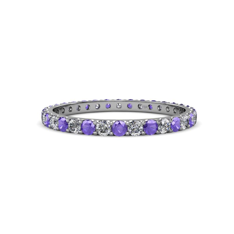Audrey 2.00 mm Iolite and Diamond U Prong Eternity Band 