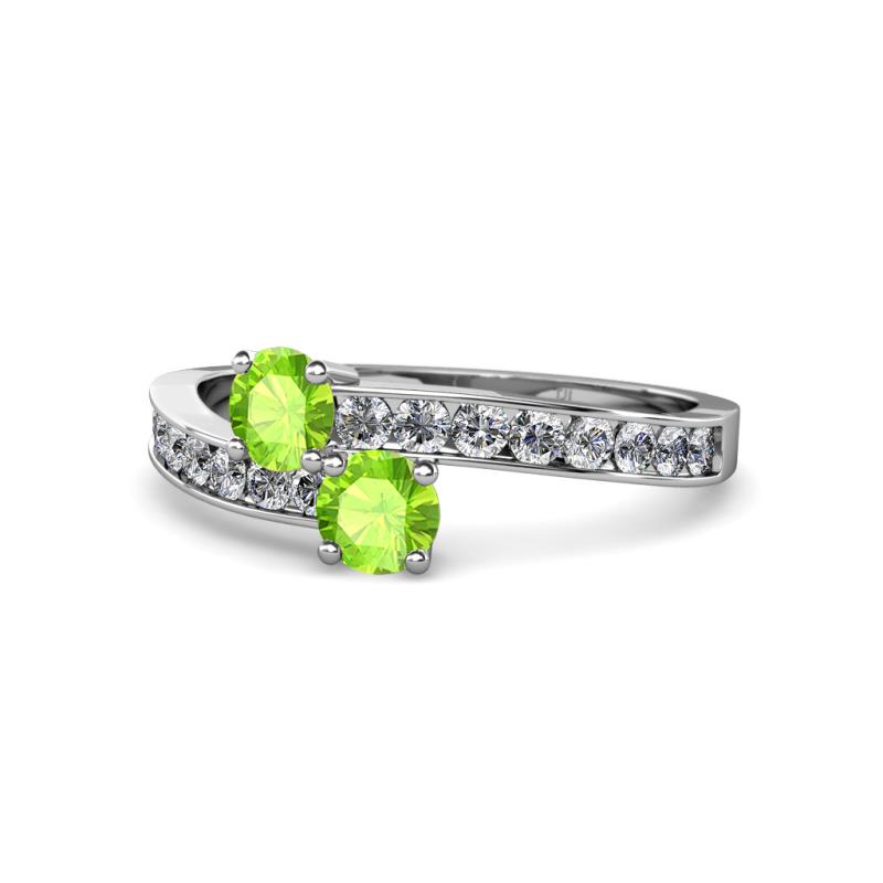 Olena Peridot with Side Diamonds Bypass Ring 