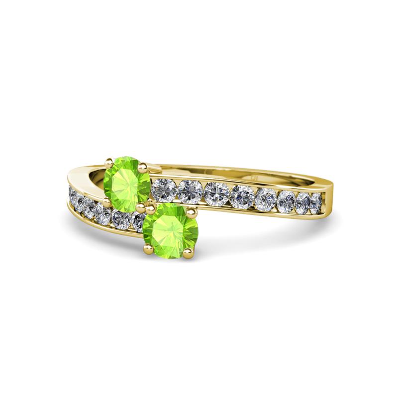 Olena Peridot with Side Diamonds Bypass Ring 