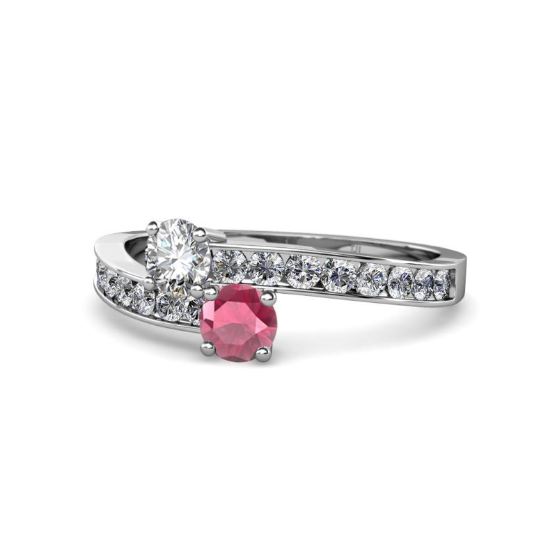Olena Diamond and Rhodolite Garnet with Side Diamonds Bypass Ring 