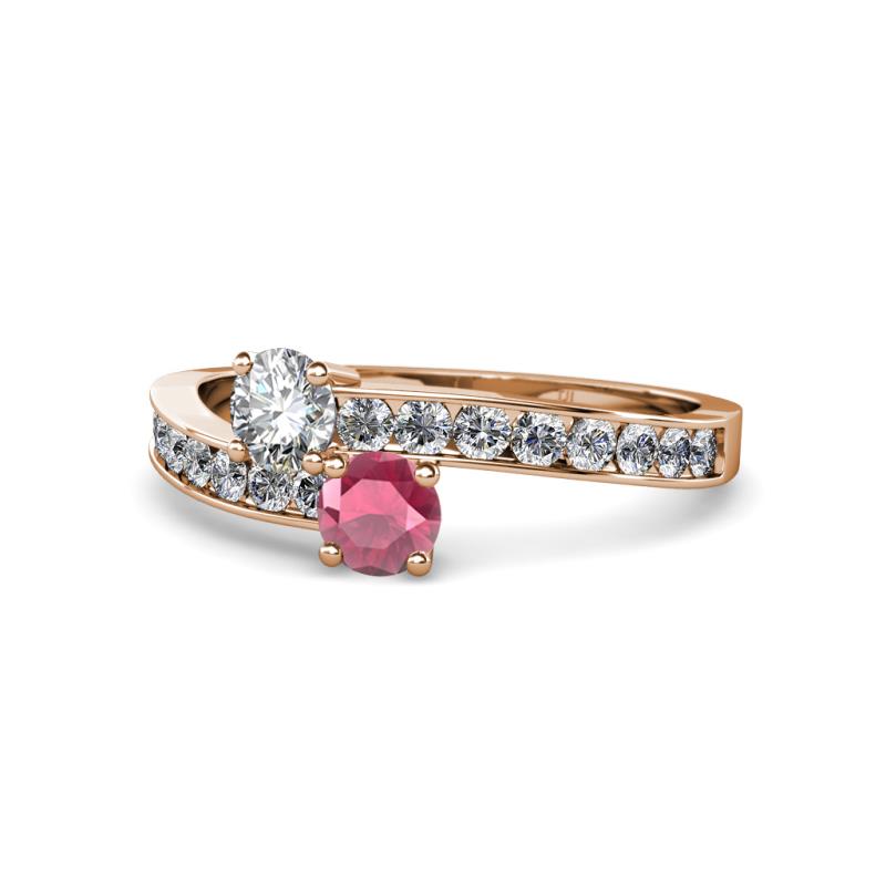 Olena Diamond and Rhodolite Garnet with Side Diamonds Bypass Ring 