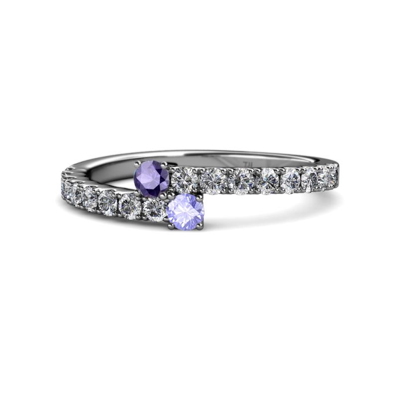 Delise 3.40mm Round Iolite and Tanzanite with Side Diamonds Bypass Ring 