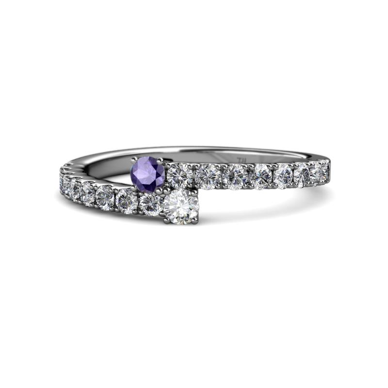 Delise 3.40mm Round Iolite and Diamond with Side Diamonds Bypass Ring 