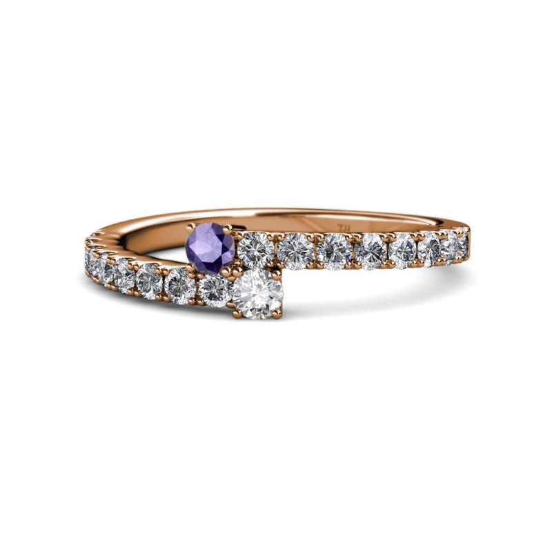 Delise 3.40mm Round Iolite and Diamond with Side Diamonds Bypass Ring 