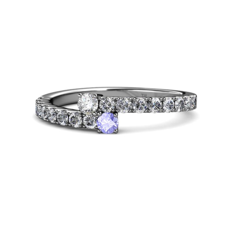 Delise 3.40mm Round Diamond and Tanzanite with Side Diamonds Bypass Ring 