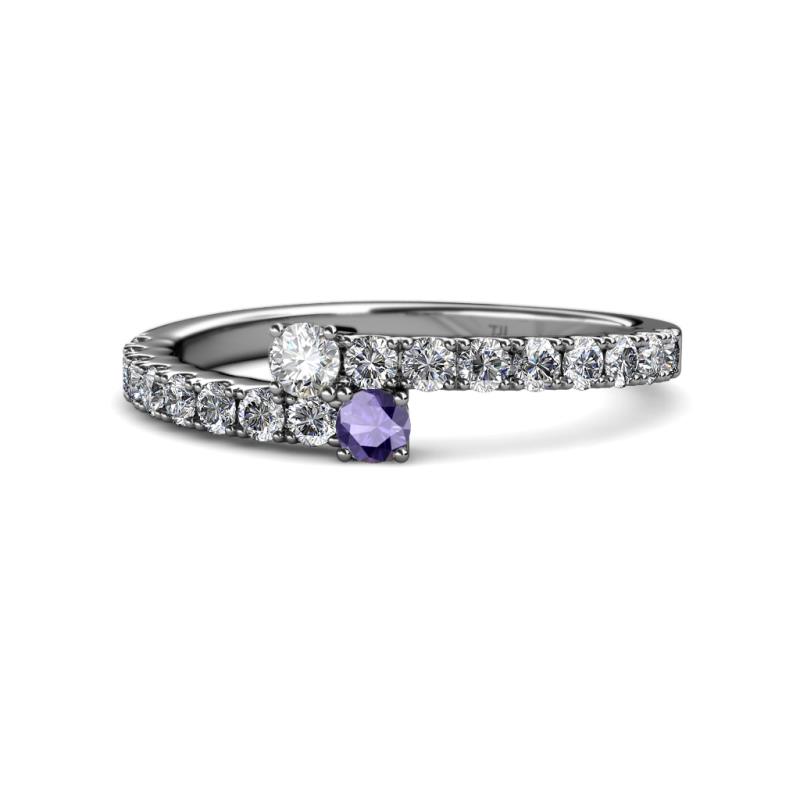 Delise 3.40mm Round Diamond and Iolite with Side Diamonds Bypass Ring 