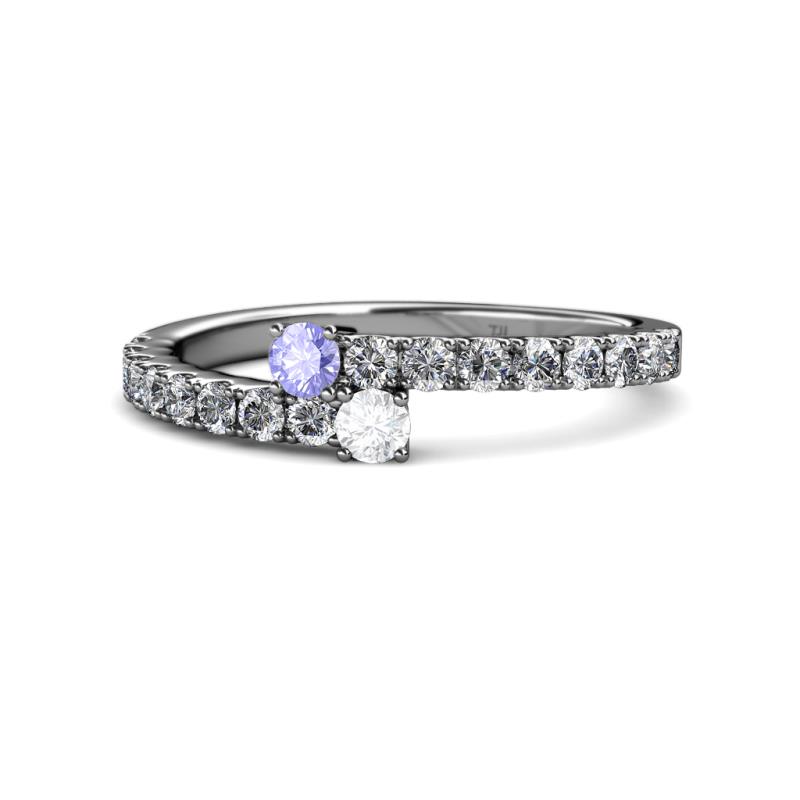 Delise 3.40mm Round Tanzanite and White Sapphire with Side Diamonds Bypass Ring 