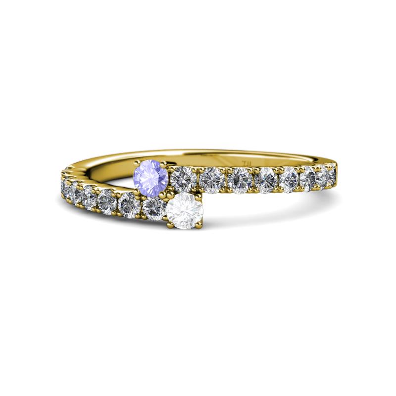 Delise 3.40mm Round Tanzanite and White Sapphire with Side Diamonds Bypass Ring 