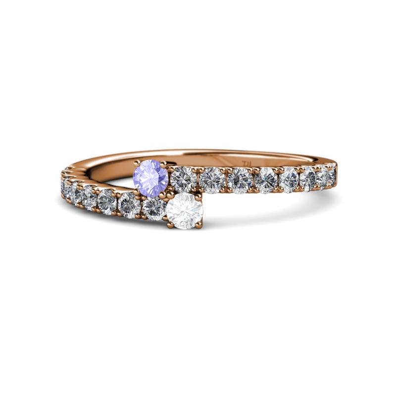 Delise 3.40mm Round Tanzanite and White Sapphire with Side Diamonds Bypass Ring 