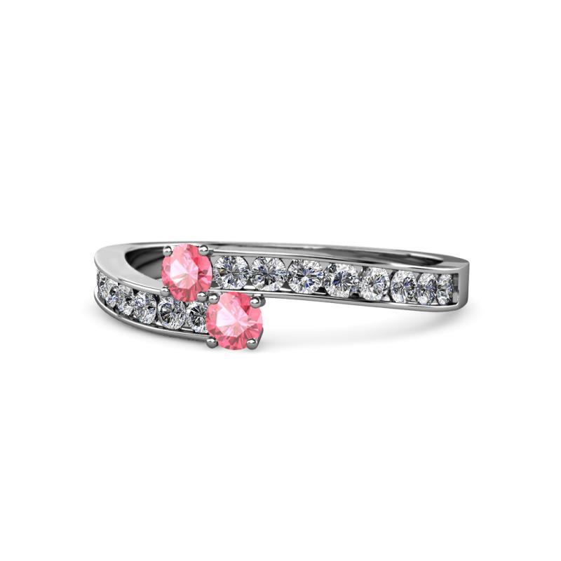 Orane Pink Tourmaline with Side Diamonds Bypass Ring 