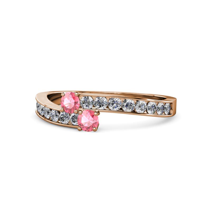 Orane Pink Tourmaline with Side Diamonds Bypass Ring 