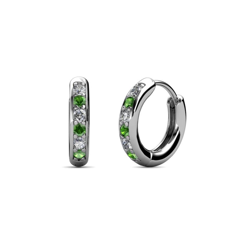 Cianna 1.80mm (0.31 ctw) Petite Green Garnet and Diamond Hoop Earrings 