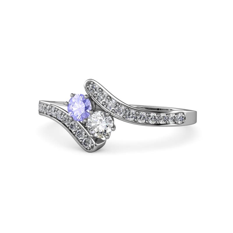 Eleni Tanzanite and Diamond with Side Diamonds Bypass Ring 