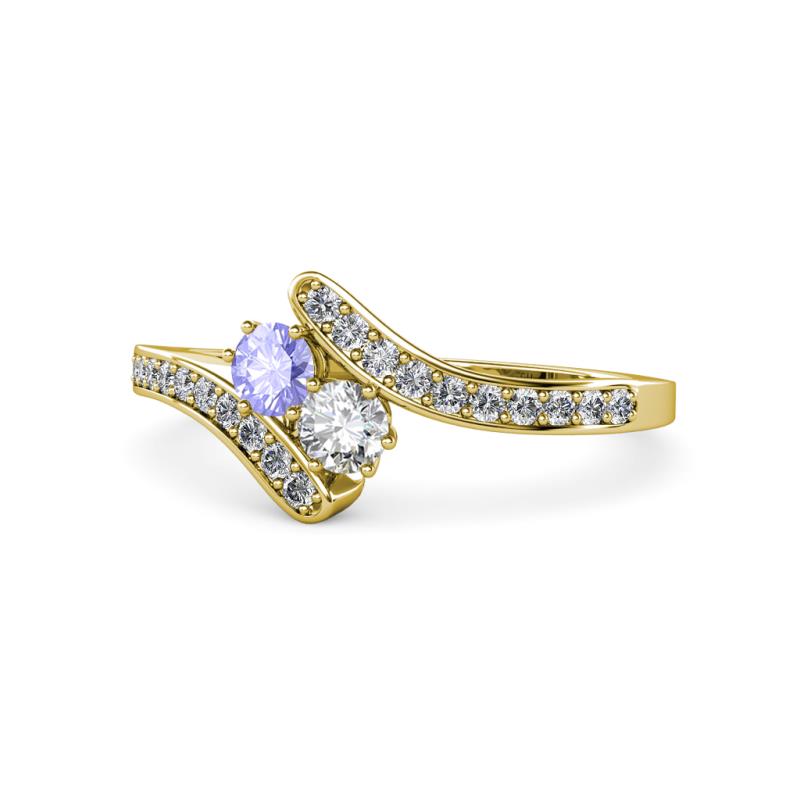 Eleni Tanzanite and Diamond with Side Diamonds Bypass Ring 