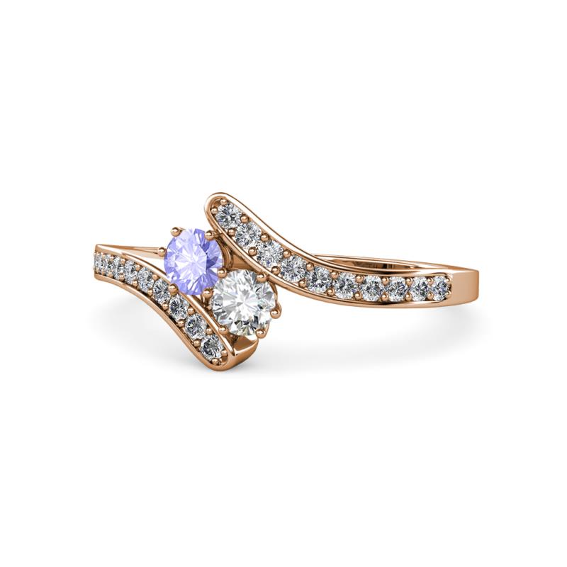 Eleni Tanzanite and Diamond with Side Diamonds Bypass Ring 