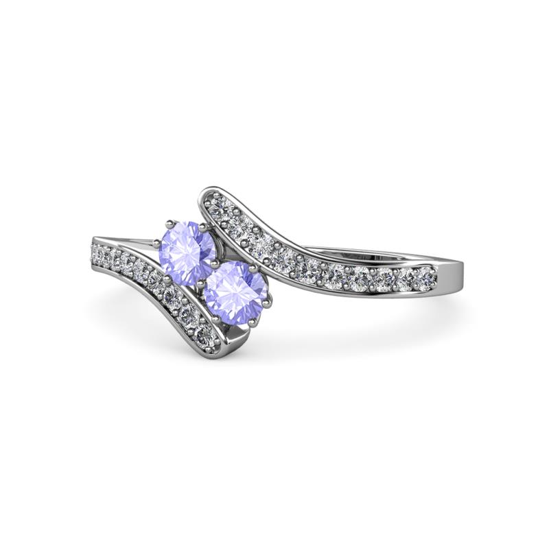 Eleni Tanzanite with Side Diamonds Bypass Ring 
