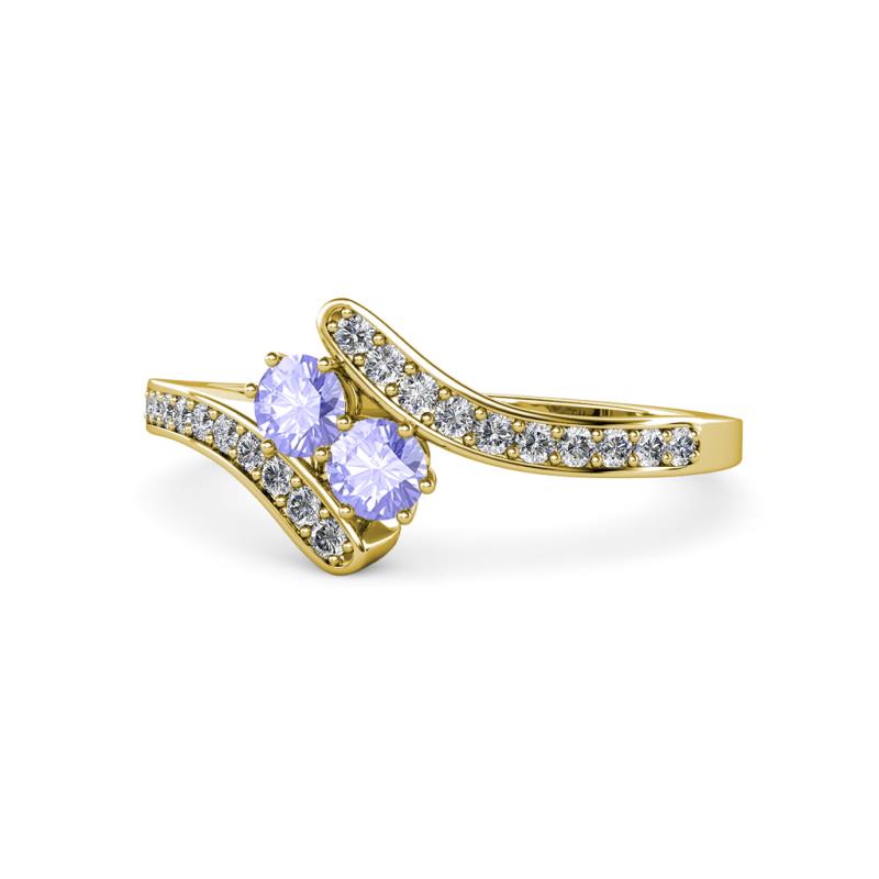 Eleni Tanzanite with Side Diamonds Bypass Ring 