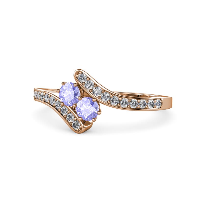 Eleni Tanzanite with Side Diamonds Bypass Ring 
