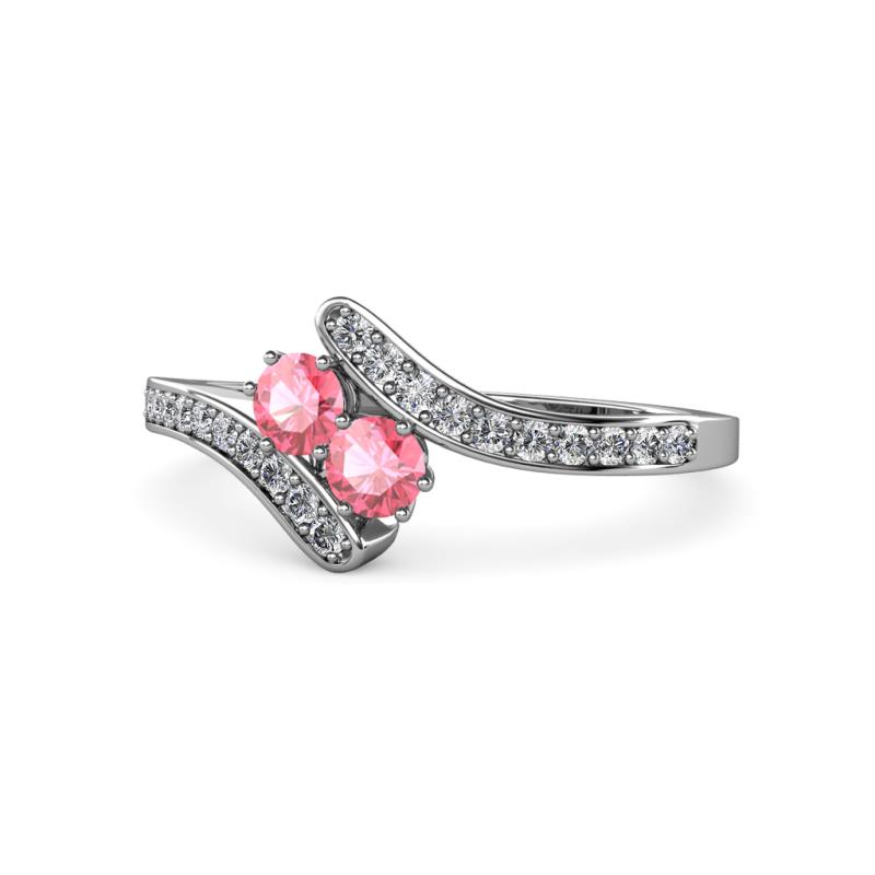 Eleni Pink Tourmaline with Side Diamonds Bypass Ring 