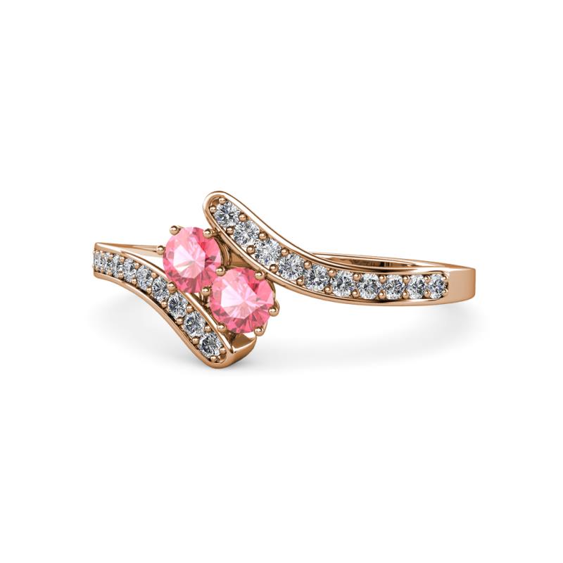Eleni Pink Tourmaline with Side Diamonds Bypass Ring 