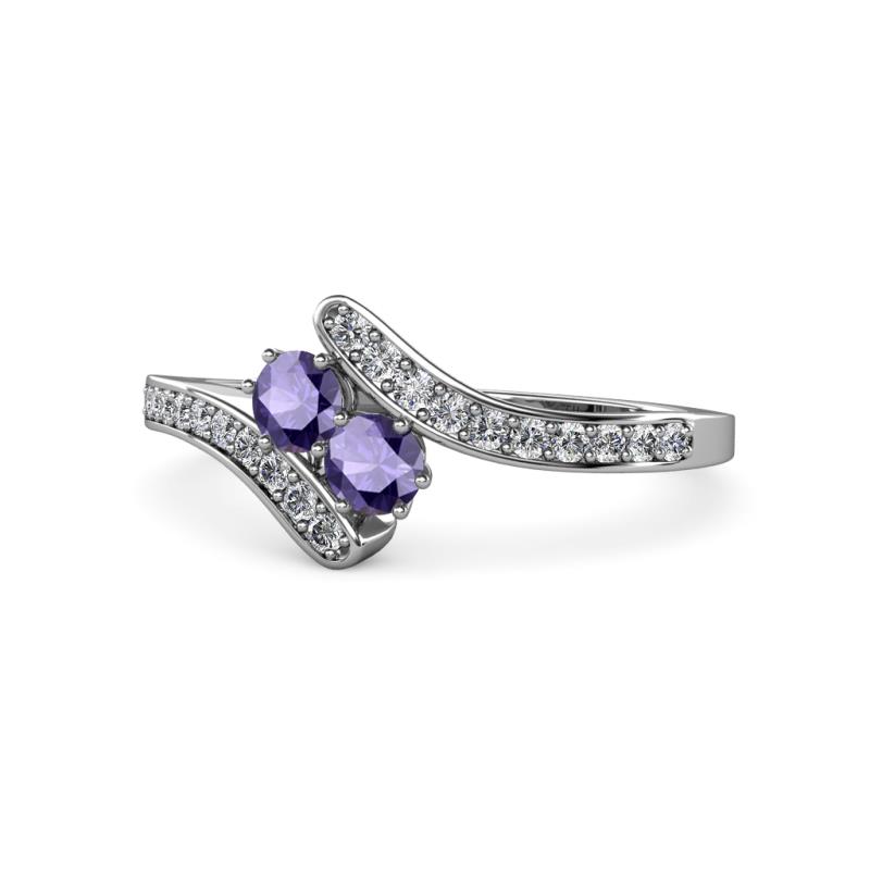 Eleni Iolite with Side Diamonds Bypass Ring 