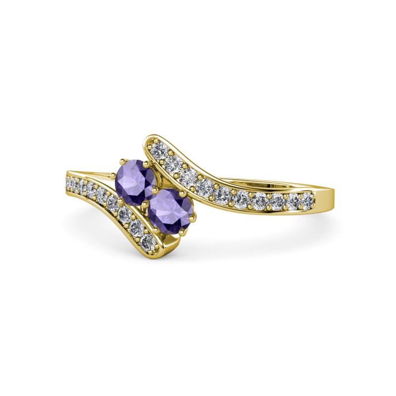 Eleni Iolite with Side Diamonds Bypass Ring 