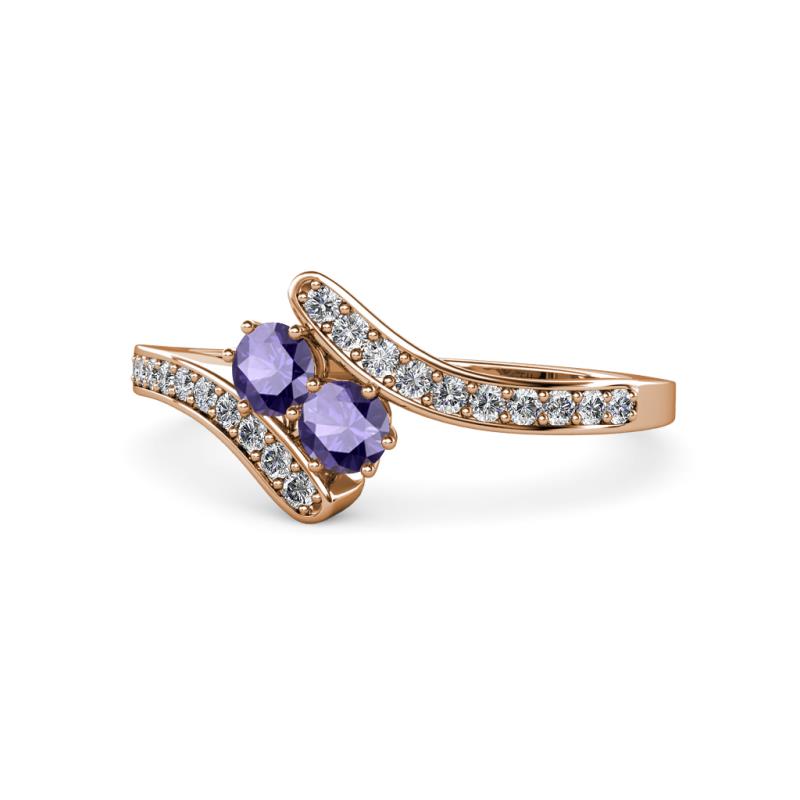 Eleni Iolite with Side Diamonds Bypass Ring 
