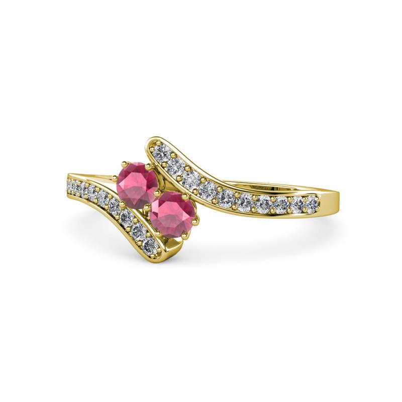 Eleni Rhodolite Garnet with Side Diamonds Bypass Ring 