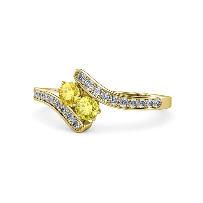 Eleni Yellow Sapphire and Yellow Diamond with Side Diamonds Bypass Ring 