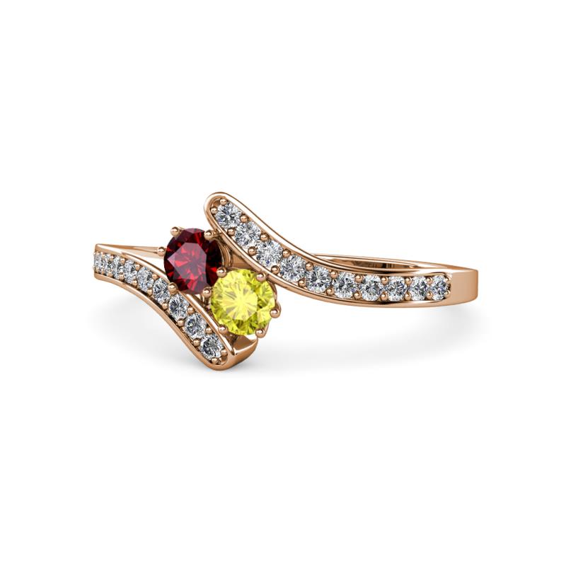 Eleni Ruby and Yellow Diamond with Side Diamonds Bypass Ring 