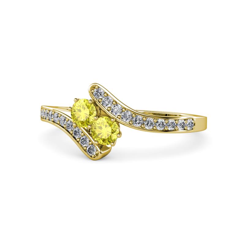 Eleni Yellow Diamond with Side Diamonds Bypass Ring 