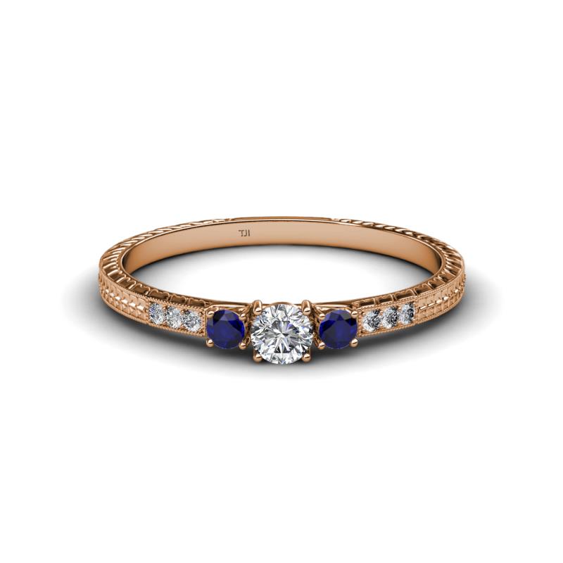 Tresu Diamond and Blue Sapphire Three Stone Ring  