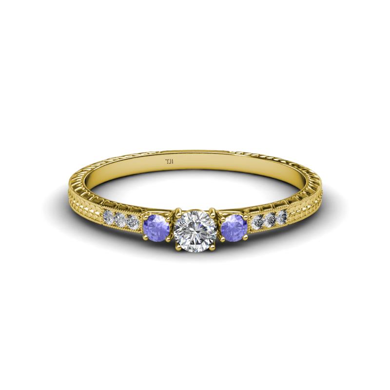 Tresu Diamond and Tanzanite Three Stone Ring  