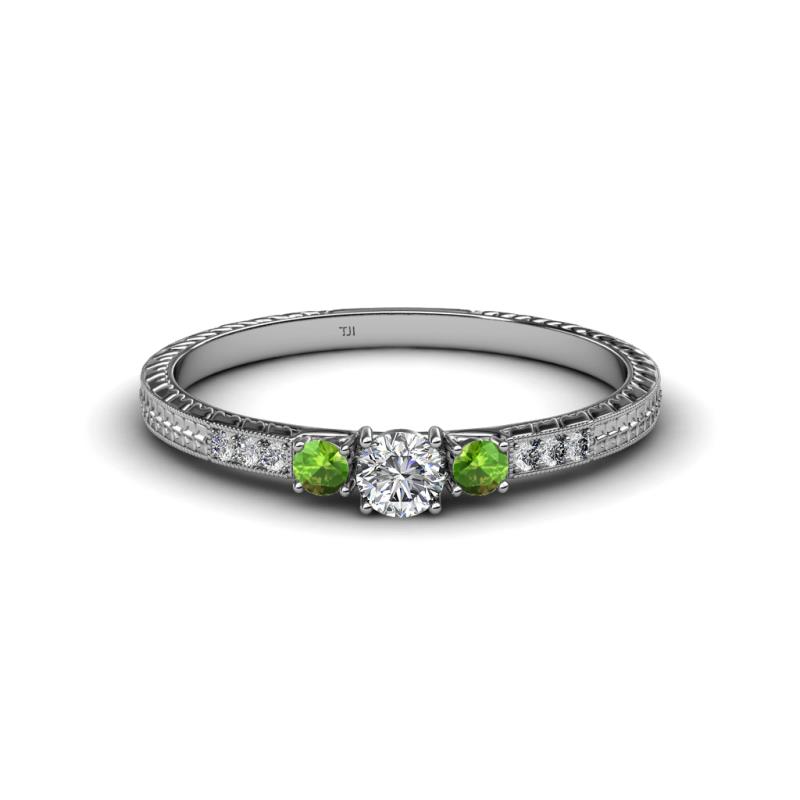 Tresu Diamond and Green Garnet Three Stone Ring  