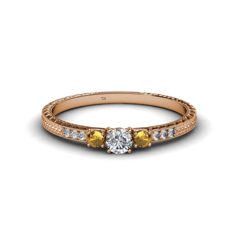 Tresu Diamond and Citrine Three Stone Ring  