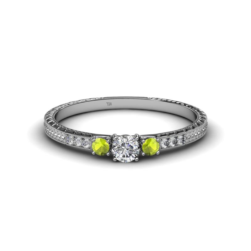 Tresu Diamond and Peridot Three Stone Ring  