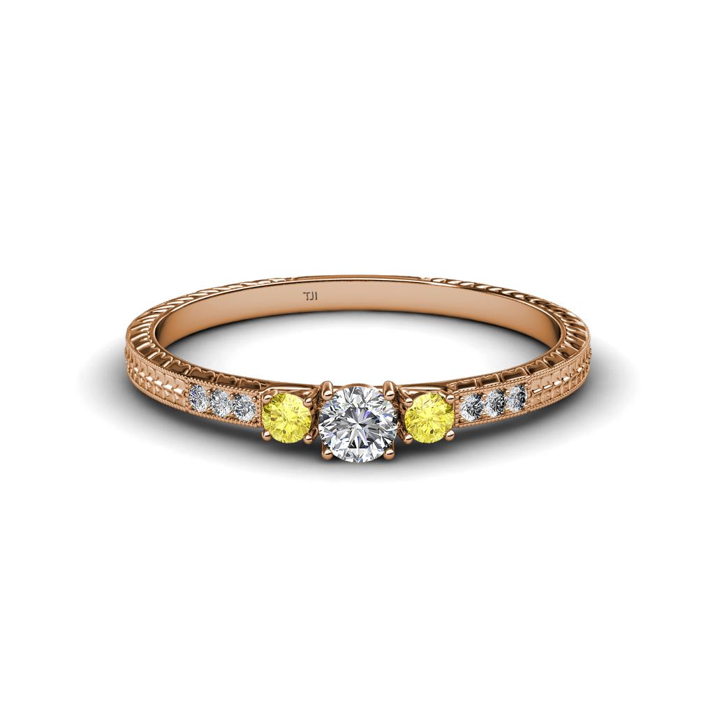 Tresu Diamond and Yellow Sapphire Three Stone Ring  