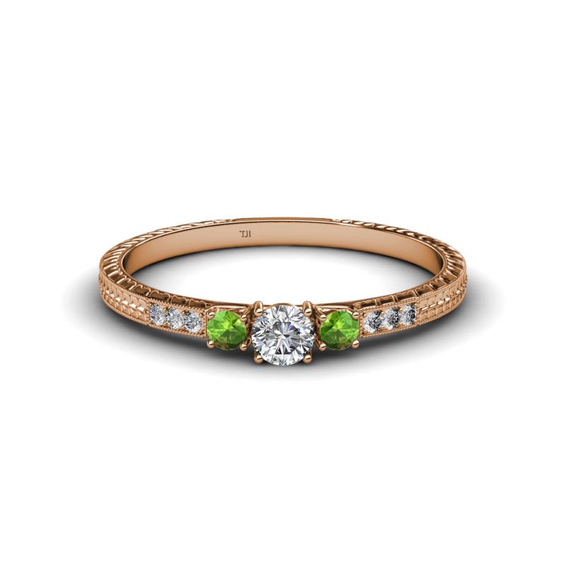 Tresu Diamond and Green Garnet Three Stone Ring  