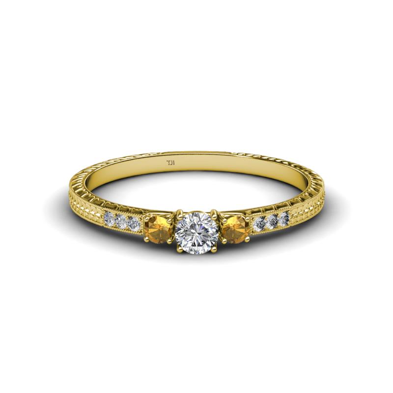 Tresu Diamond and Citrine Three Stone Ring  