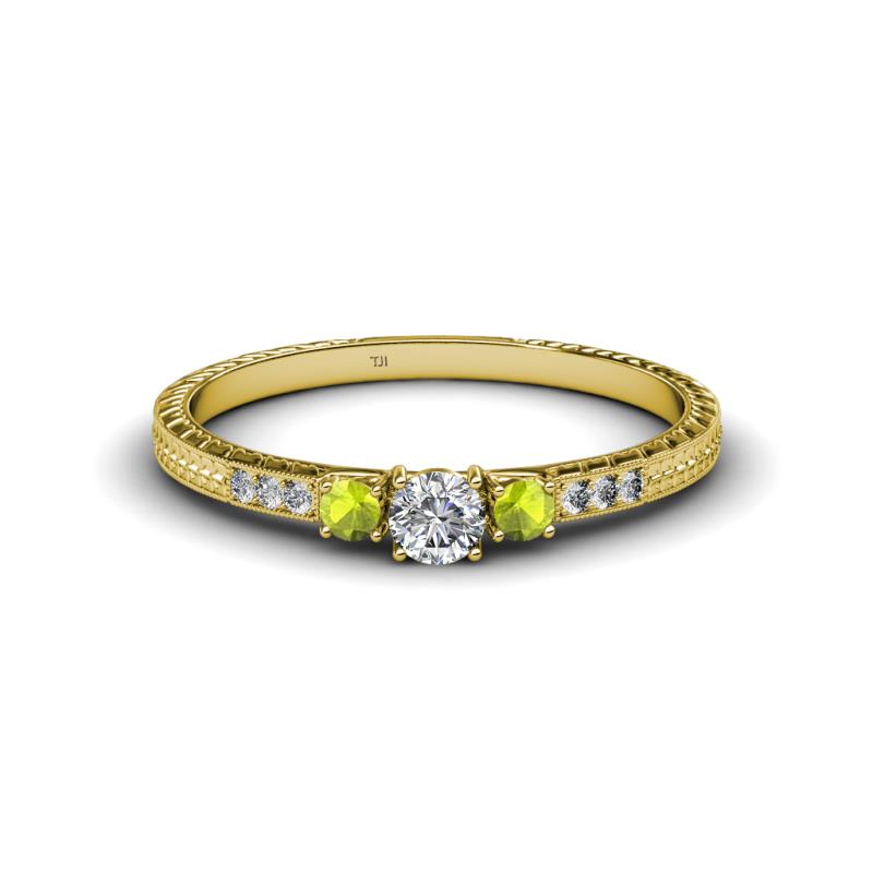 Tresu Diamond and Peridot Three Stone Ring  