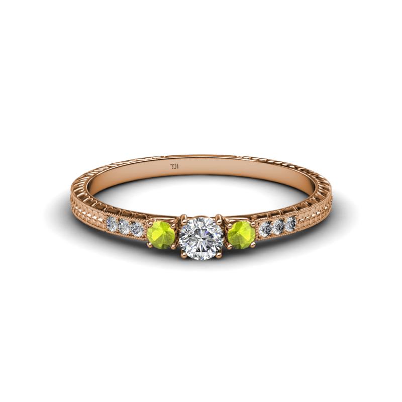 Tresu Diamond and Peridot Three Stone Ring  