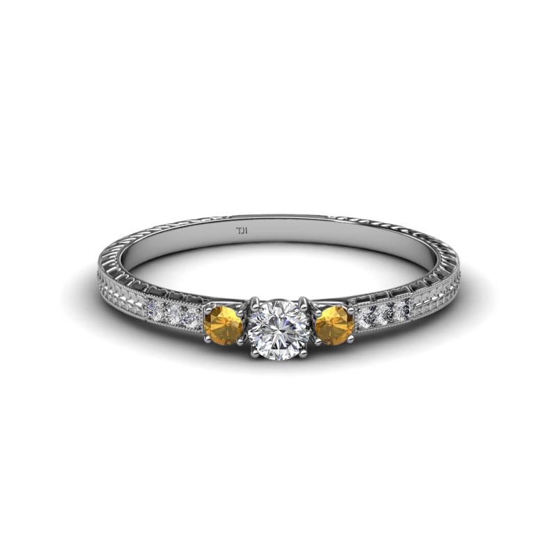 Tresu Diamond and Citrine Three Stone Ring  