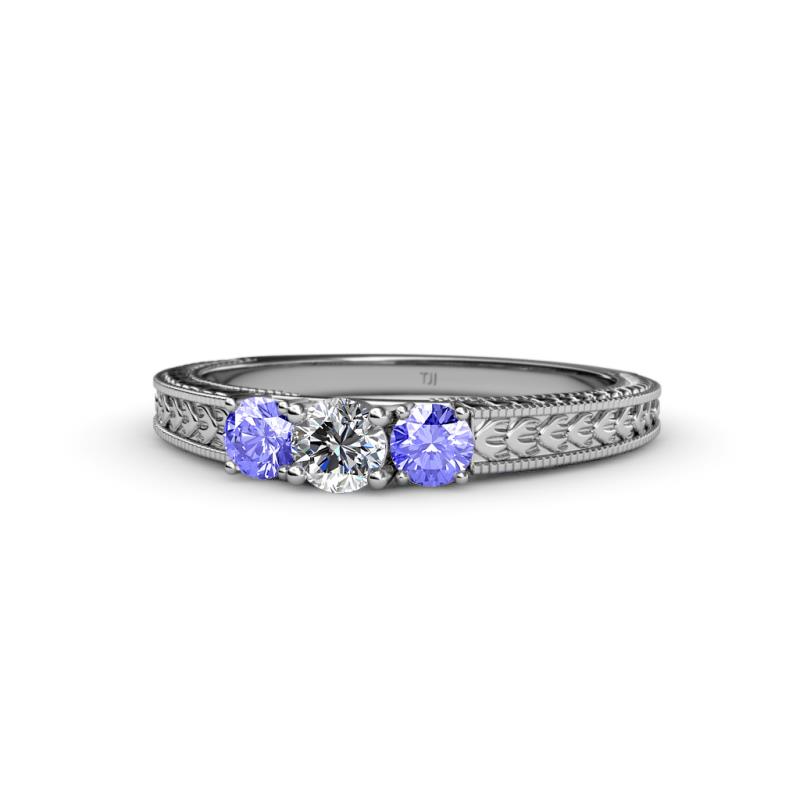 Reveka Diamond and Tanzanite Three Stone Engagement Ring 