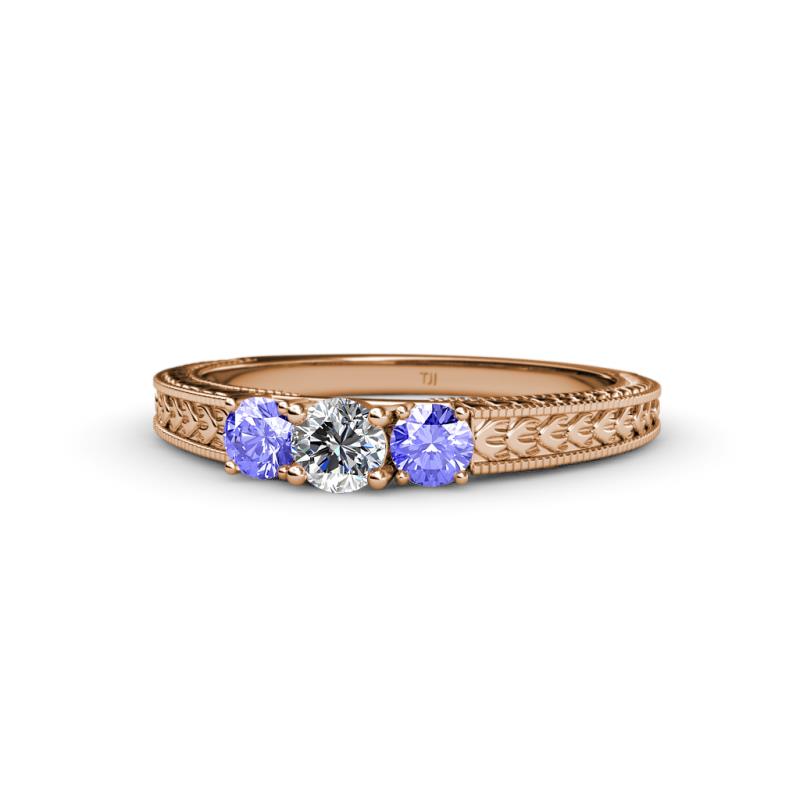 Reveka Diamond and Tanzanite Three Stone Engagement Ring 