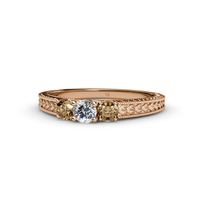 Reveka Diamond and Smoky Quartz Three Stone Engagement Ring 